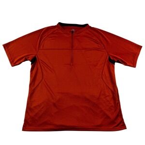 Zoic Mens XL Cycling Jersey Short Sleeve Quarter Zip Rust Orange Mountain Biking